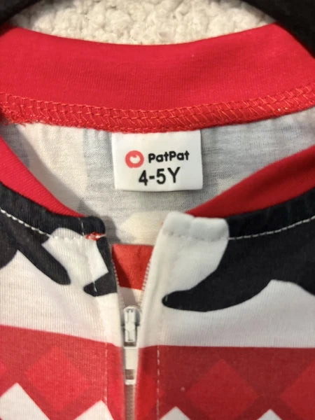 Kids Christmas Holiday Tree and Bear Jumpsuit Pajamas Set Unisex size 4-5Y