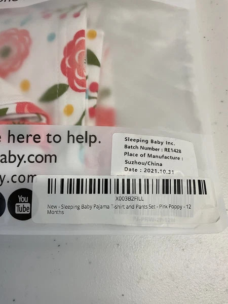 NEW Sleeping Baby Pajama Set Girls Floral Bamboo Long sleeve 12 MOS