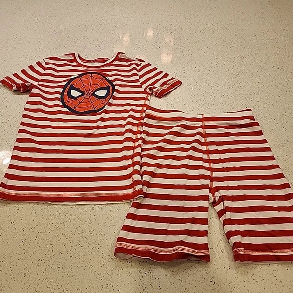 Gap Kids Marvel Pj Set Shirt Shorts 14 Spiderman Cotton Red White Stripes