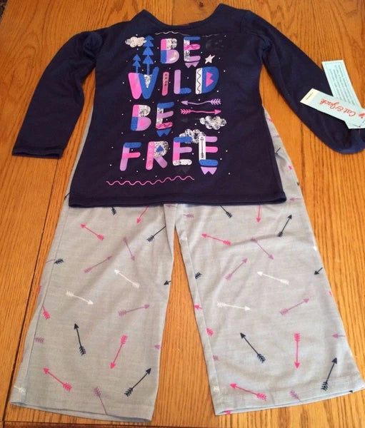 Cat & Jack Girls 2 Piece Sleepwear Pajama Set XS  NWT Be Wild And Free Arrows